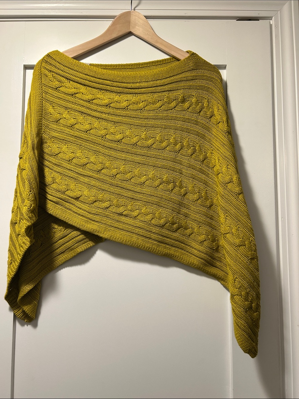 LOFT Mustard Yellow Cable-Knit Off-the-Shoulder Sweater